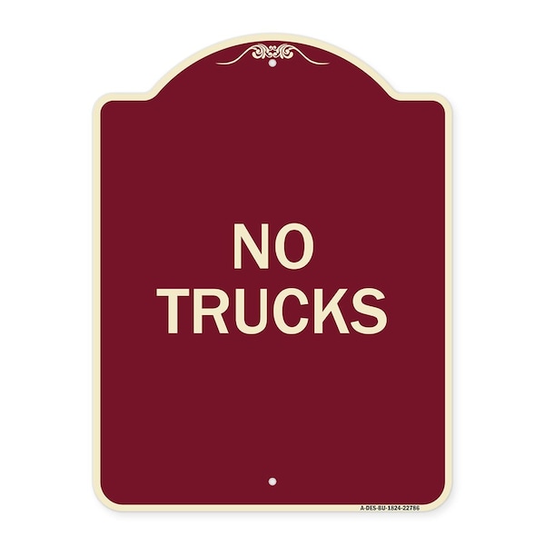 Designer Series Truck No Trucks, Burgundy Heavy-Gauge Aluminum Sign, 24" x 18", BU-1824-22786
